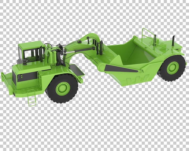 Wheel tractor scraper on transparent background 3d rendering illustration