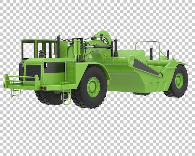 Wheel tractor scraper on transparent background 3d rendering illustration