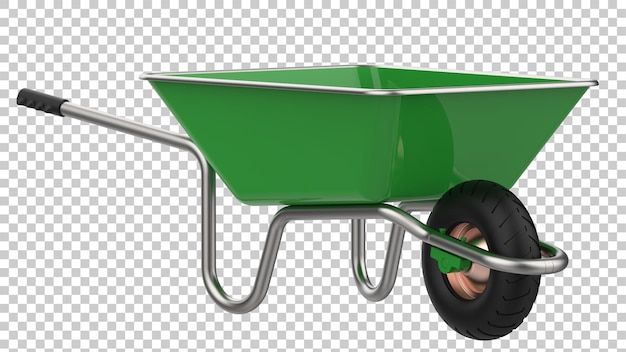 wheelbarrow on transparent background 3d rendering illustration