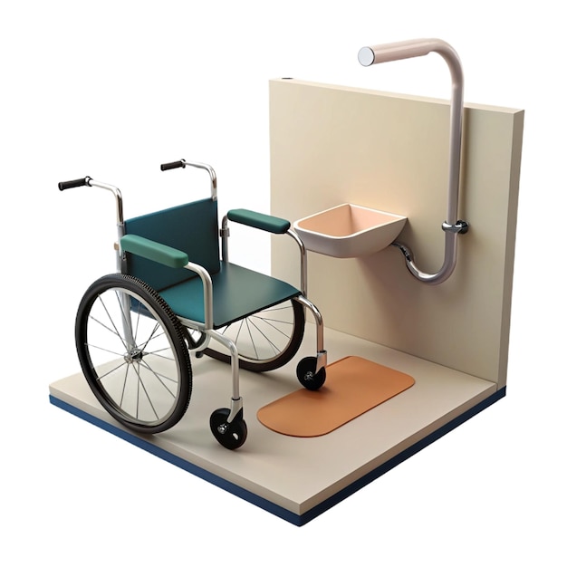 PSD a wheelchair with a seat and a light on it