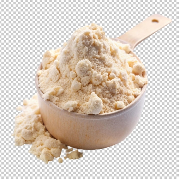 PSD a whey protein in scoop transparent background