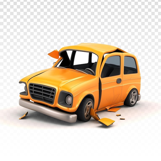 PSD whimsical 3d cartoon car crash icon illustration