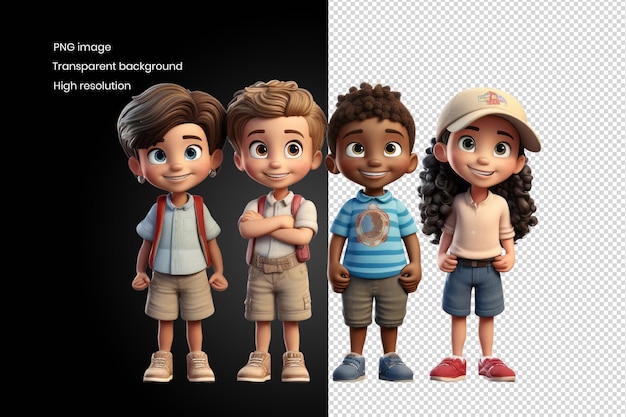 Whimsical 3D Rendering of Kids' Togetherness