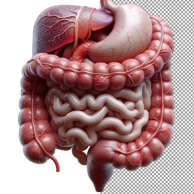 PSD whimsical biology 3d organ delight on transparent canvas