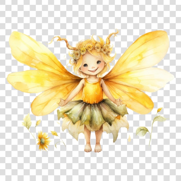 PSD whimsical fairy with yellow wings