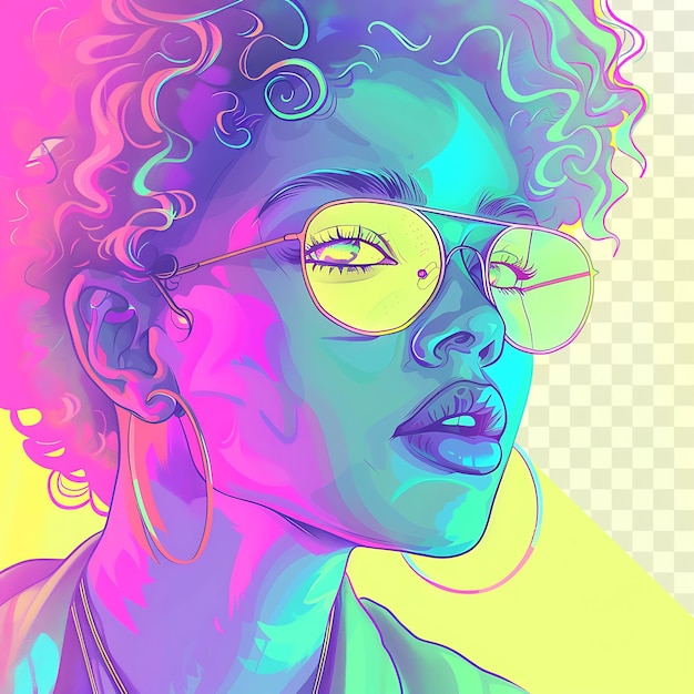 PSD whimsical fluorescent portrait illustration with artistic theme