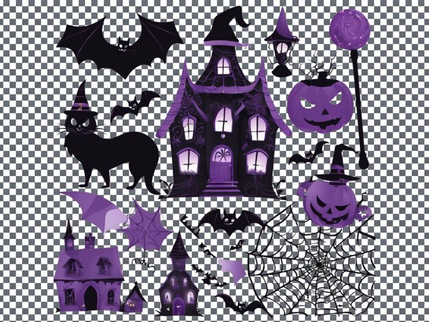 PSD whimsical halloween clipart for designers isolated on transparent background