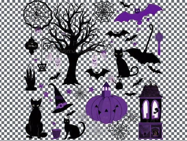 PSD whimsical halloween clipart for designers isolated on transparent background