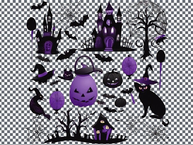 PSD whimsical halloween clipart for designers isolated on transparent background