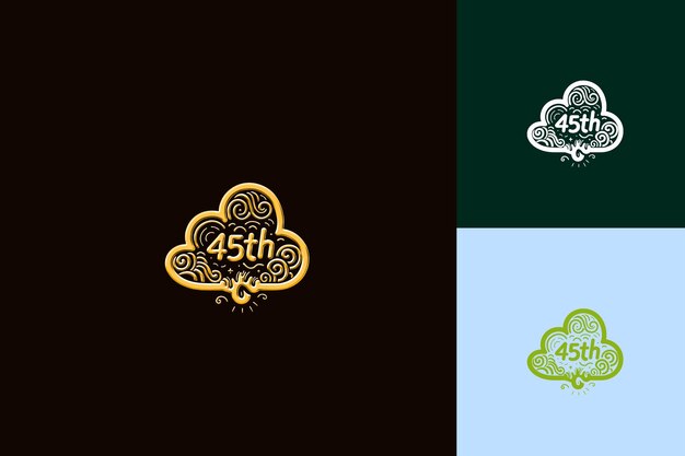 Whimsical Logo With Text 45Th Emblem Logo With a Cloud Shape Vector Abstract Design Collections