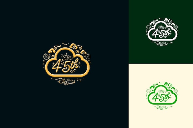 Whimsical Logo With Text 45Th Emblem Logo With a Cloud Shape Vector Abstract Design Collections