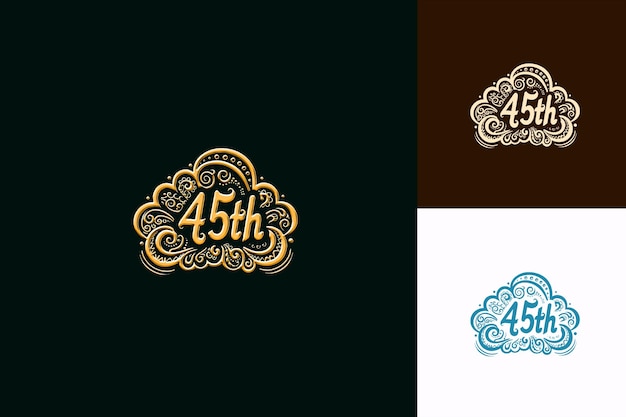 Whimsical Logo With Text 45Th Emblem Logo With a Cloud Shape Vector Abstract Design Collections