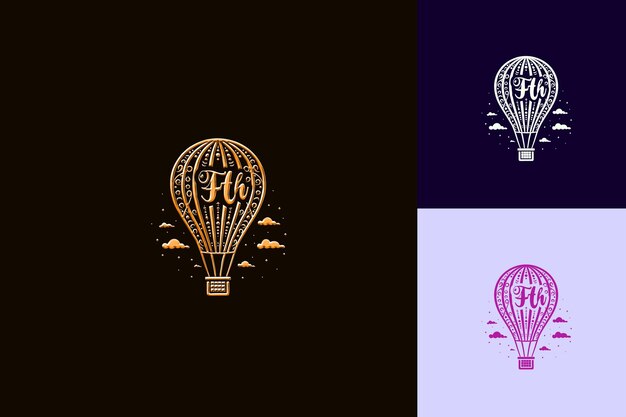 Whimsical Logo With Text 45Th Emblem Logo With a Hot Air Bal Vector Abstract Design Collections