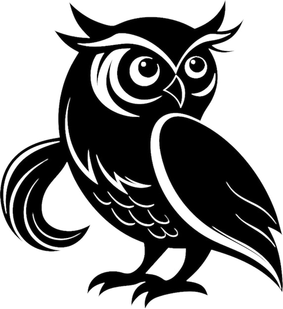 PSD whimsical owl stencil captivates with bold black silhouette