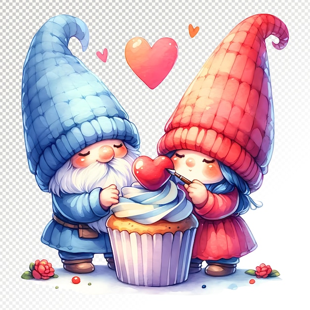 PSD whimsical valentine gnome clipart gnome illustrations transparent psd valentine day