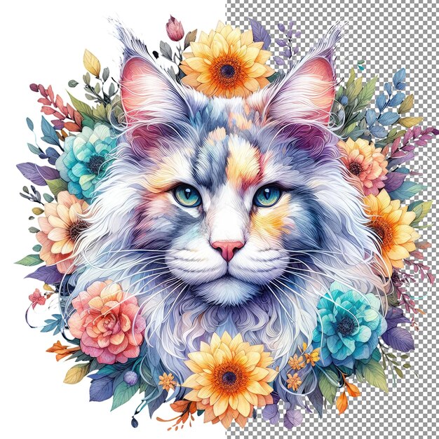 PSD whisker watercolors captivating cat face vector art in pastel hues