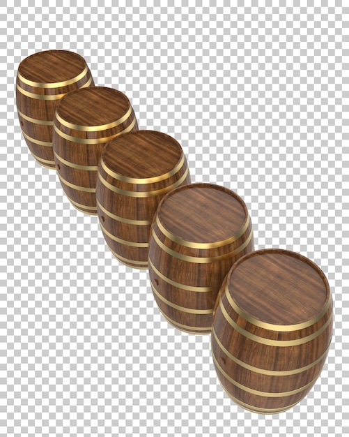 Whiskey barrel isolated on transparent background 3D rendering illustration