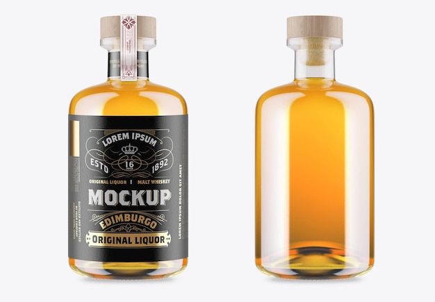 Whiskey Glass Bottle Mockup