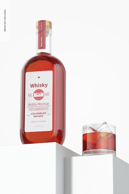 Whisky Bottle Mockup, Low Angle View