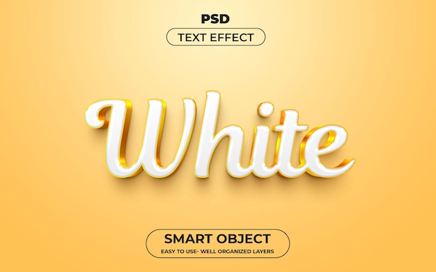 White 3d editable text effect style Premium psd Template with background