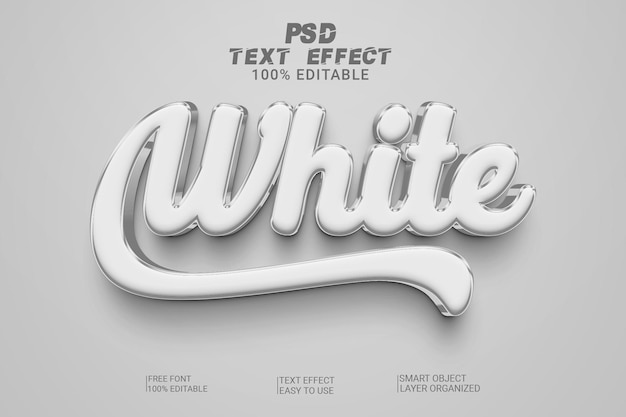 White 3d PSD text effect style