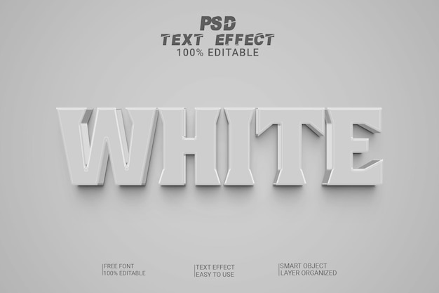 white 3d psd text effect