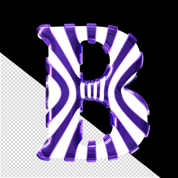 PSD white 3d symbol with dark purple thin straps letter b