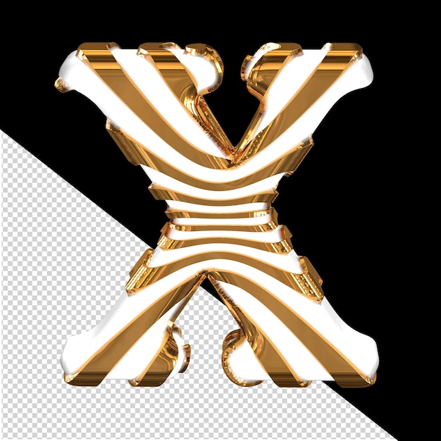 White 3d symbol with gold straps letter x