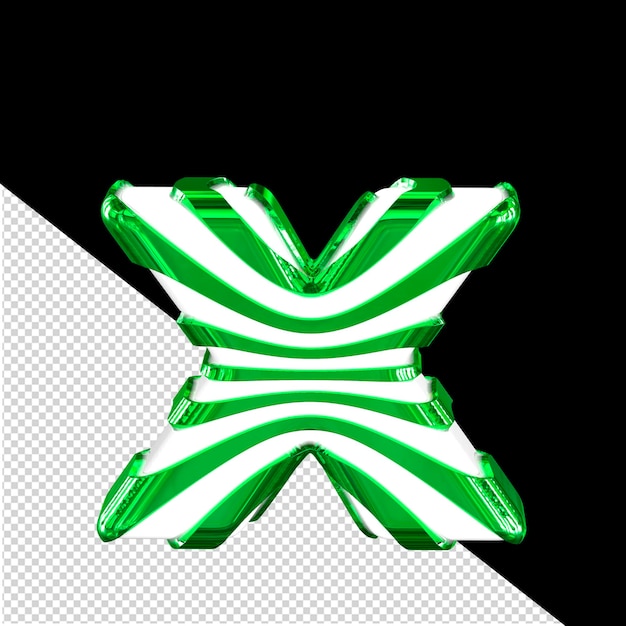 PSD white 3d symbol with green straps letter x