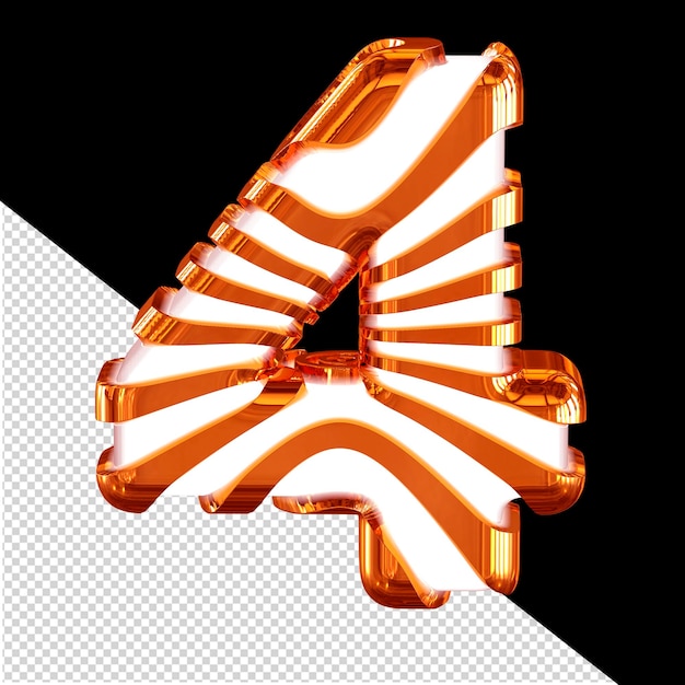 White 3d symbol with redhead straps number 4