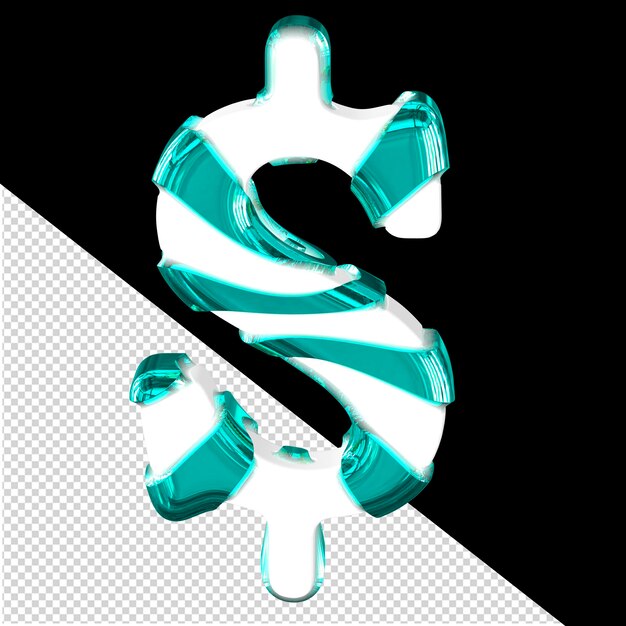 PSD white 3d symbol with thick turquoise straps