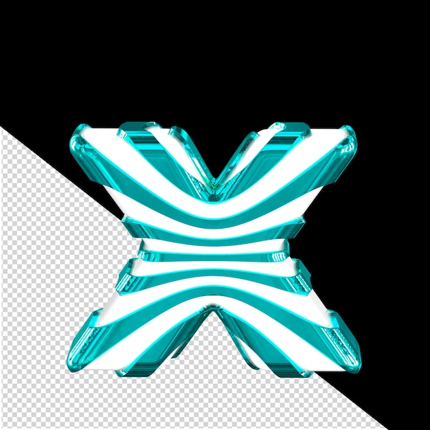 PSD white 3d symbol with turquoise straps letter x