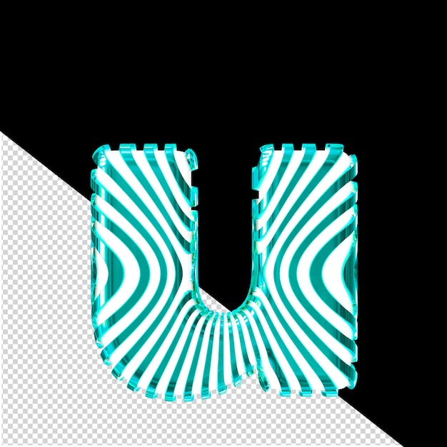 PSD white 3d symbol with ultra thin turquoise straps letter u