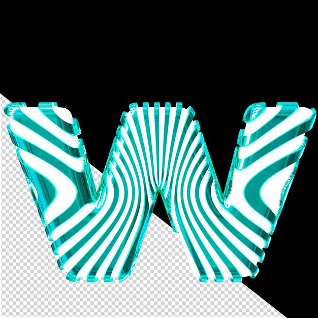 PSD white 3d symbol with ultra thin turquoise straps letter w