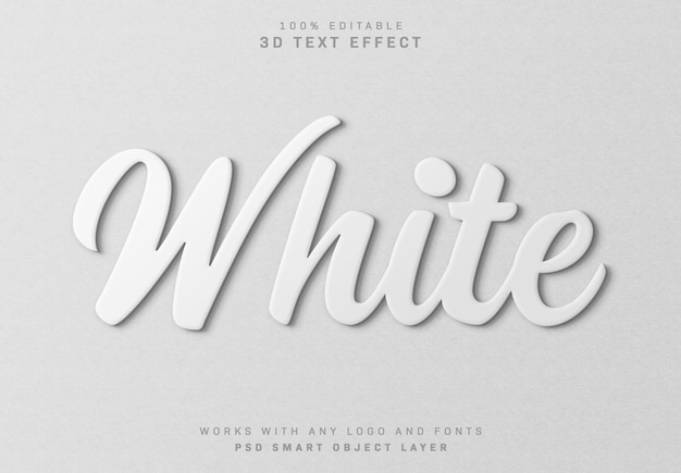 White 3d text effect with soft shadow Mockup