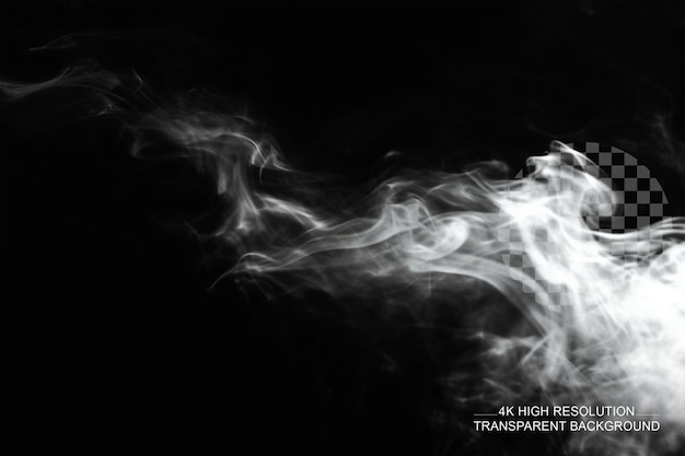 PSD white abstract smoke steam puffs over transparent background