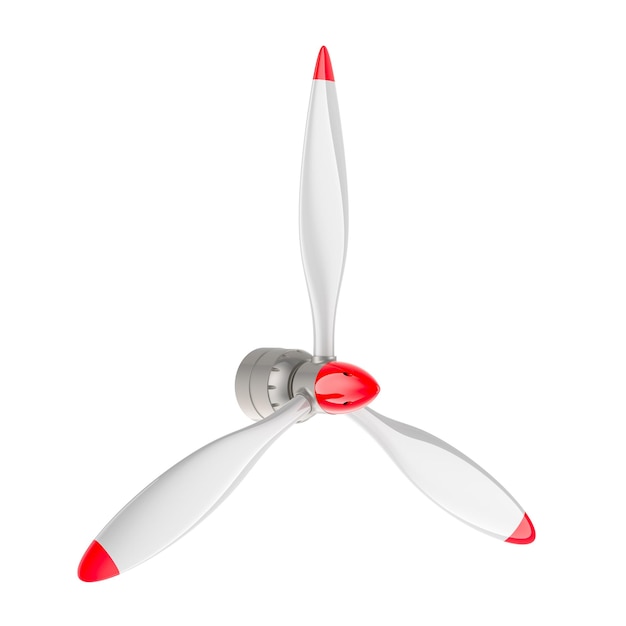 White Airplane Propeller with 3 blades 3D rendering isolated on transparent background