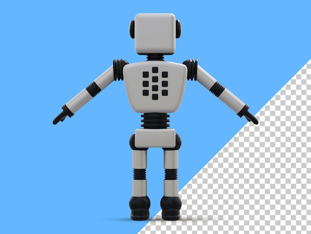 White android robot 3D rendering.