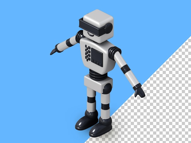 White android robot 3D rendering.