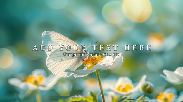 white anemone flower with yellow stamens and butterfly