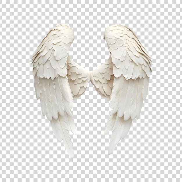 PSD white angel wings isolated on a white background