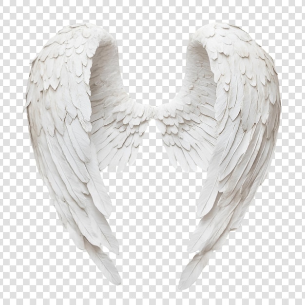 White angle wings feather on a transparent background