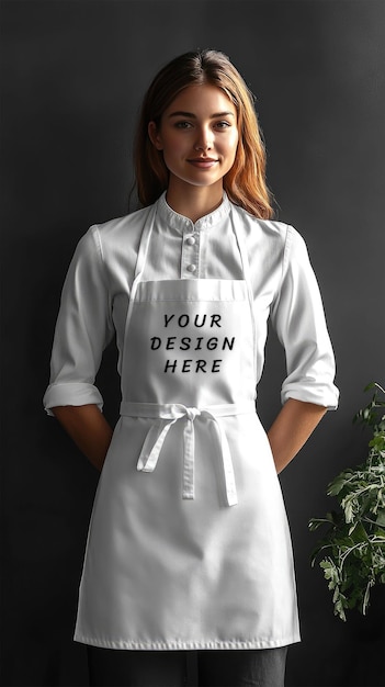 PSD a white apron with the words your design on it