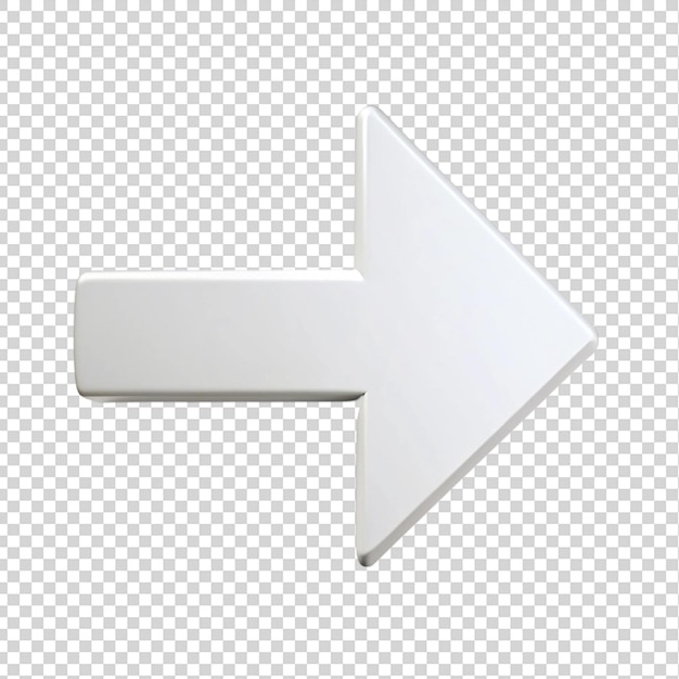 PSD white arrow isolated on transparent background