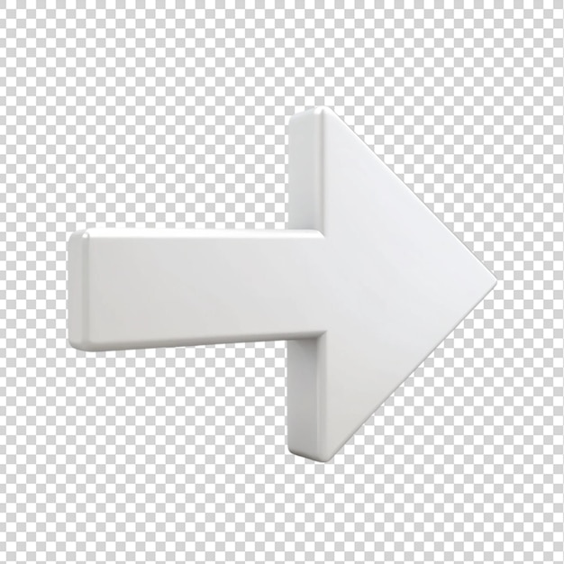 PSD white arrow isolated on transparent background