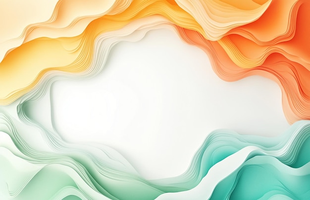 PSD white background with colorful pastel lines light orange and green gradient