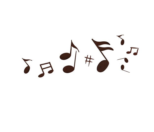 a white background with music notes and a number of notes