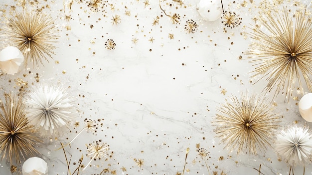 white background with small gold fireworks pattern