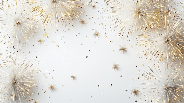 white background with small gold fireworks pattern