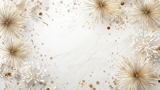 white background with small gold fireworks pattern